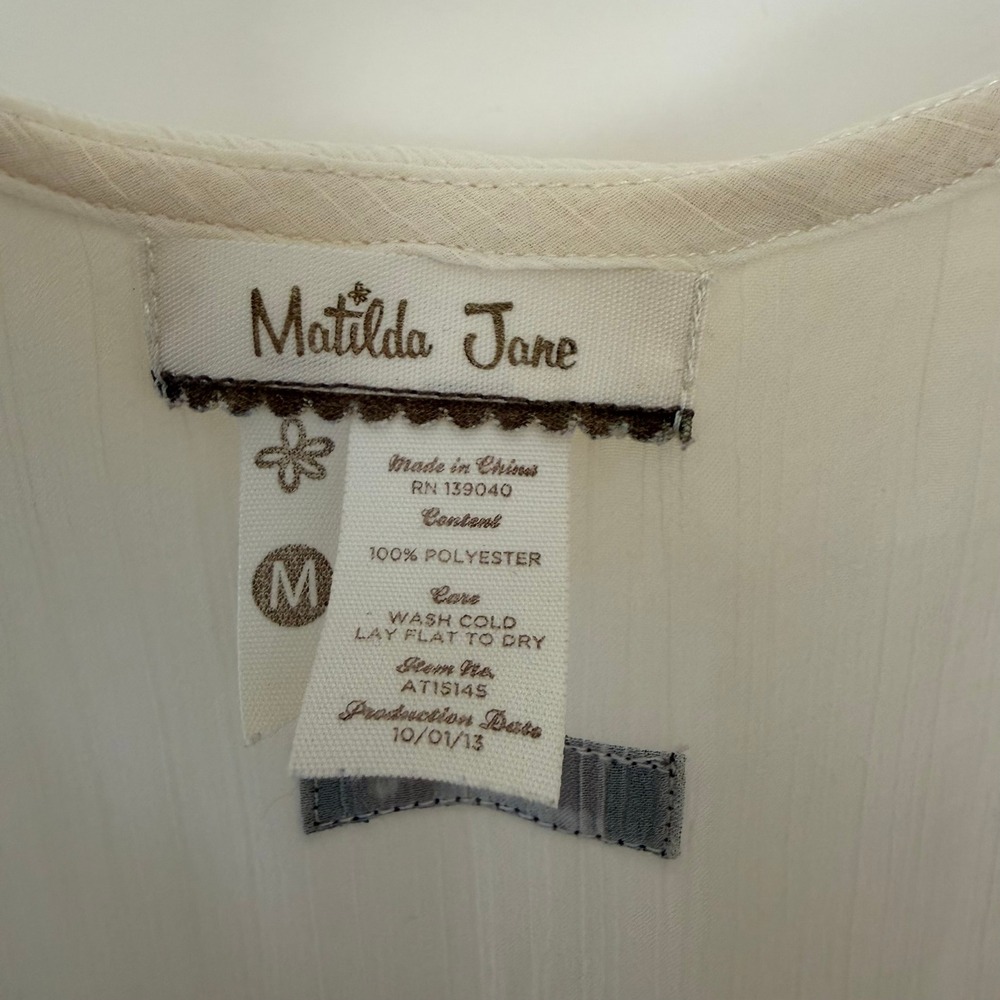 Matilda Jane Womens Cream Sheer Layered Handkerchief Hem Tunic Top Medium - Picture 3 of 5